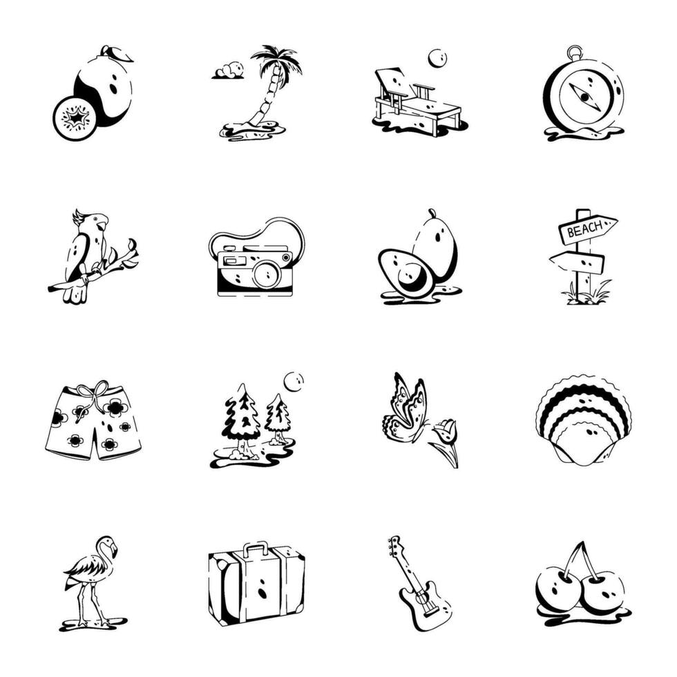 Pack of Island Glyph Icons vector