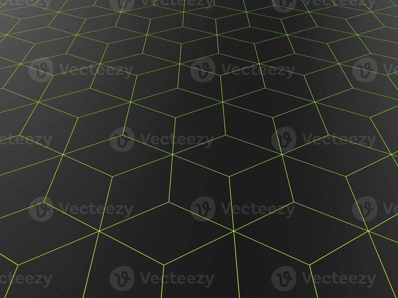 Dark abstract polygonal background - bright green line shapes photo