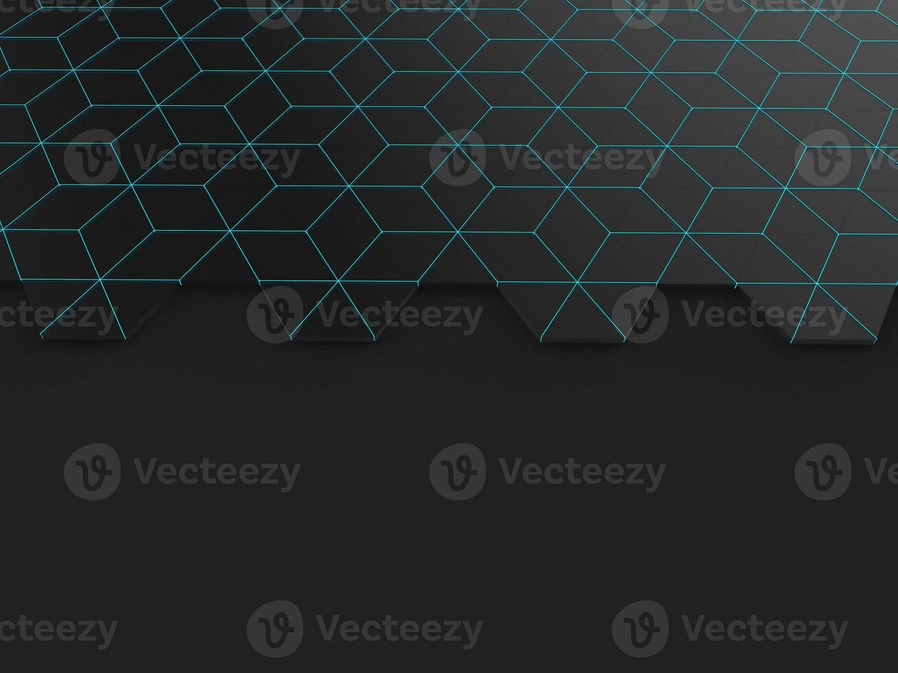 Abstract cube shapes and dark hexagons background photo