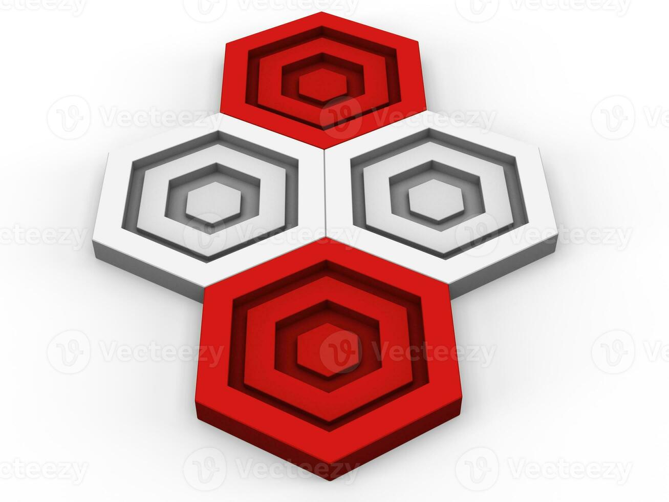 White and red hexagon shapes put together photo