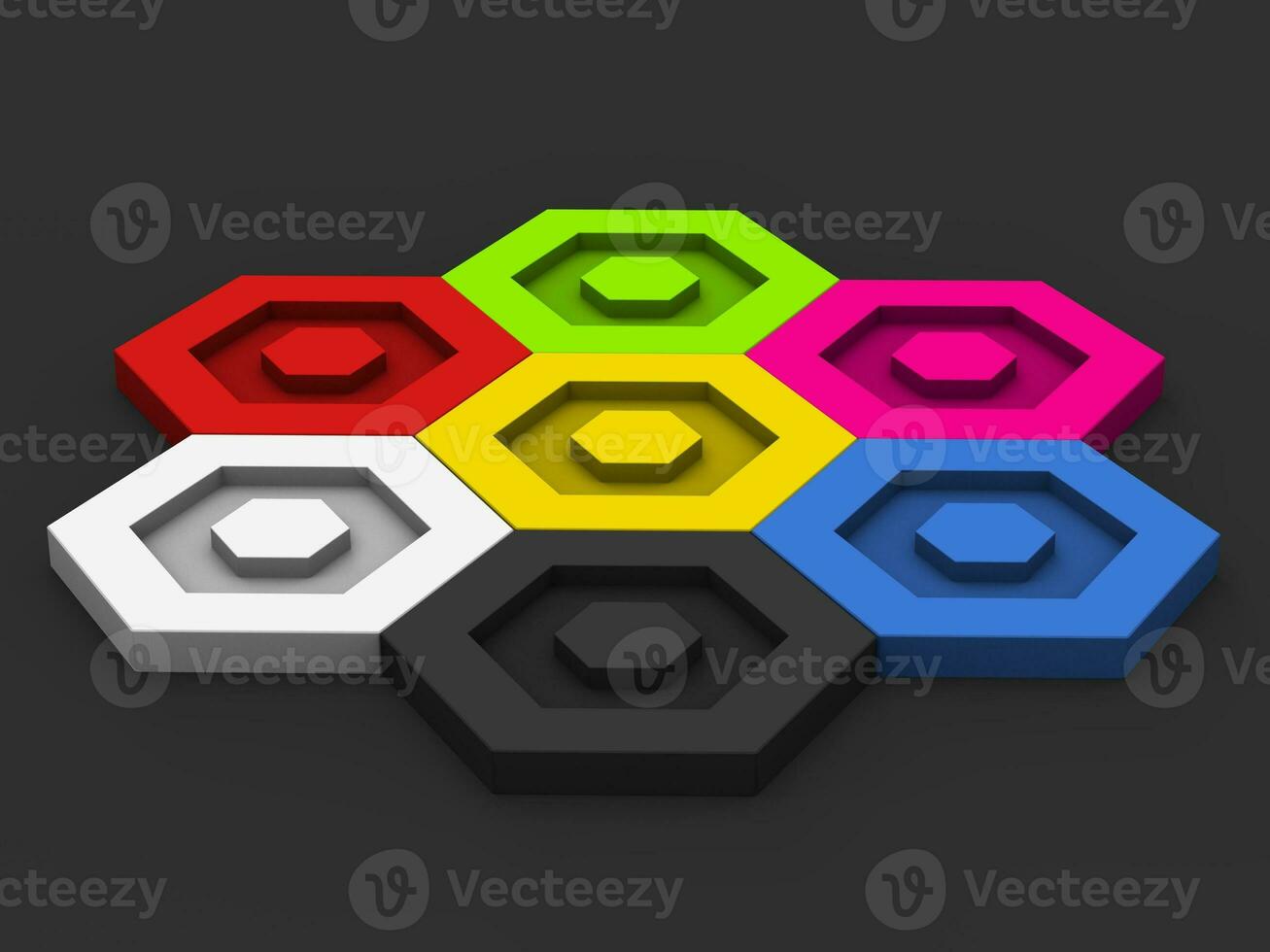 Colorful hexagon shapes creating a bigger pattern photo