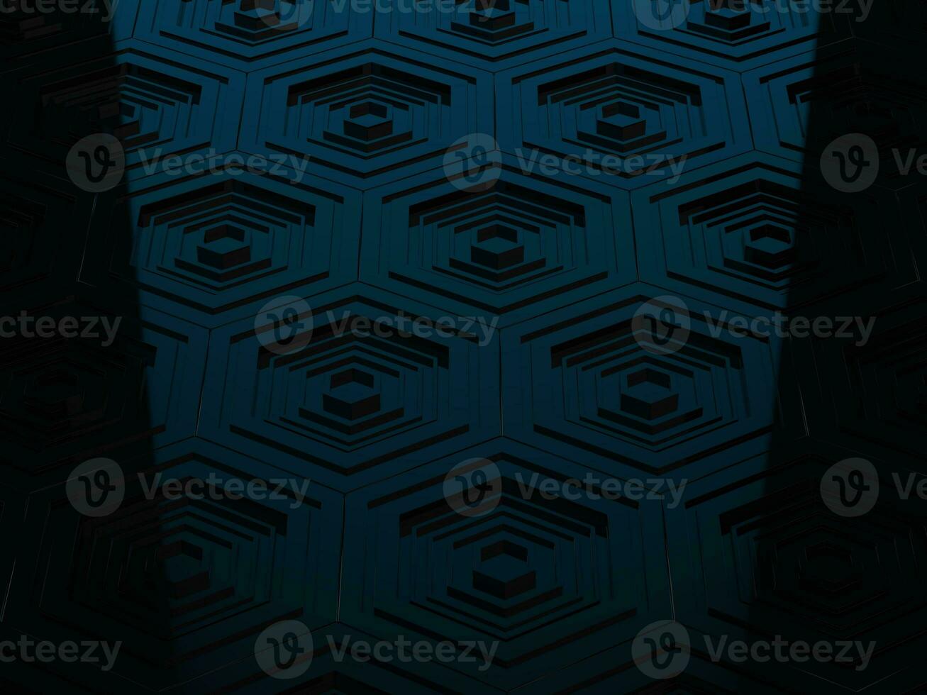 Dark blue and black tech hexagons background photo