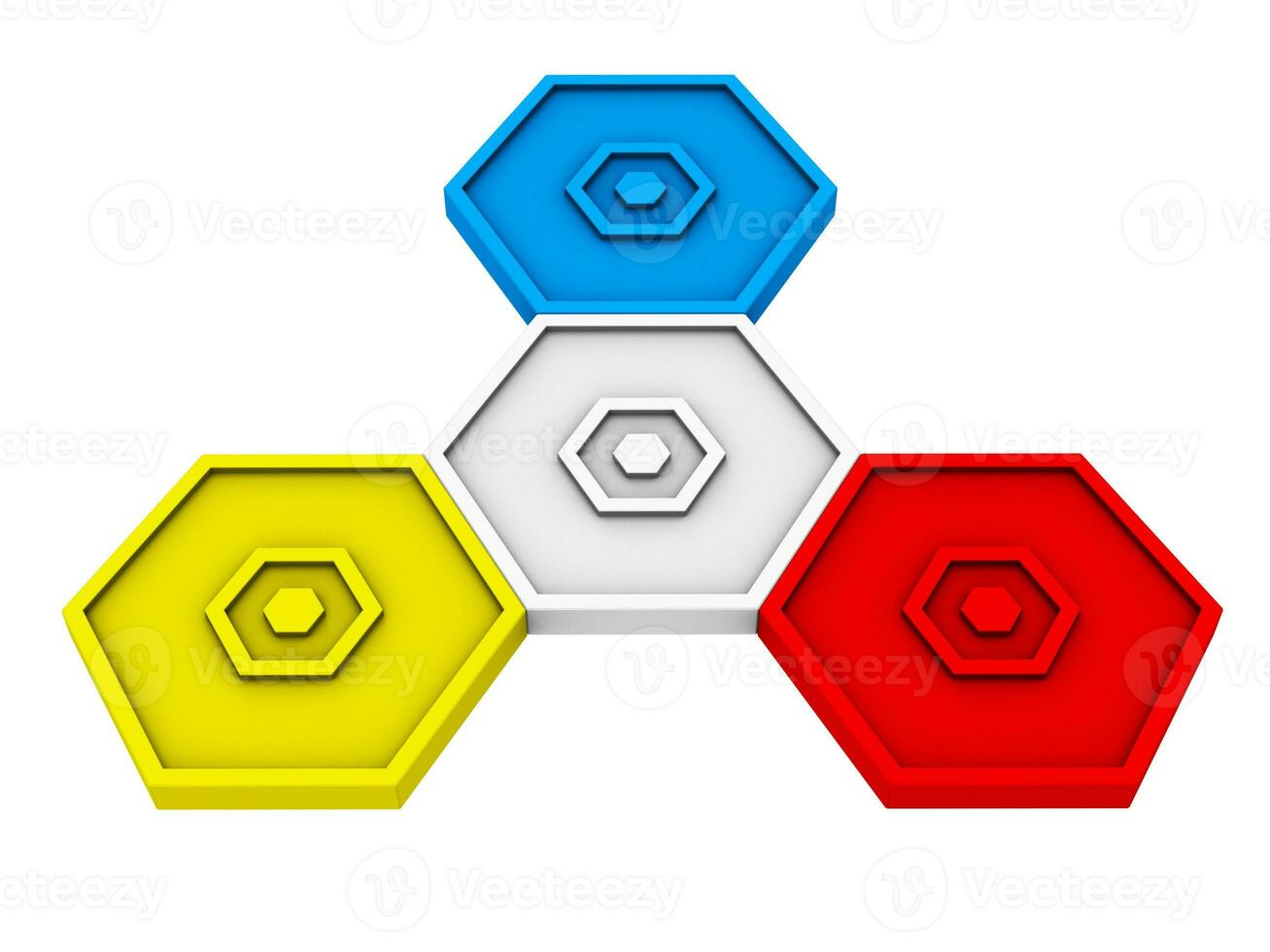 Red, blue and yellow hexagon icon photo