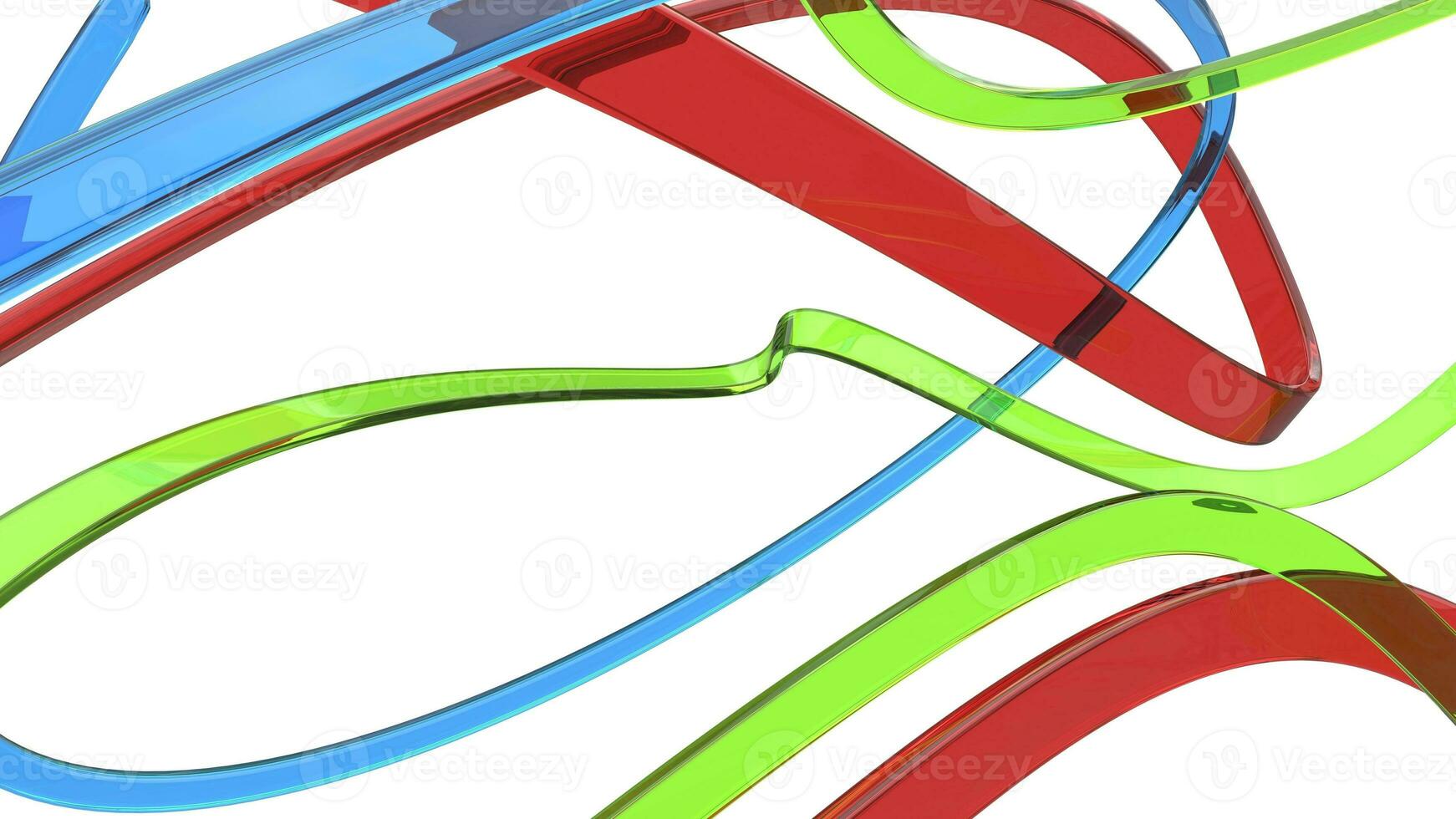 Red, green and blue abstract flowing glass shapes photo