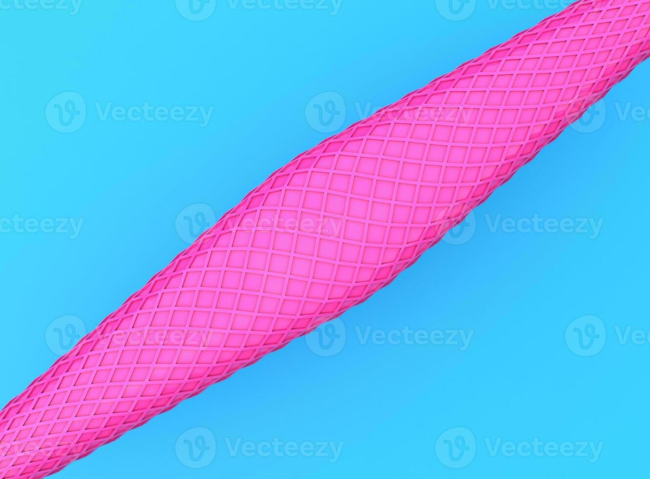 Abstract pink shape with net pattern - bright blue background - 3D Illustration photo