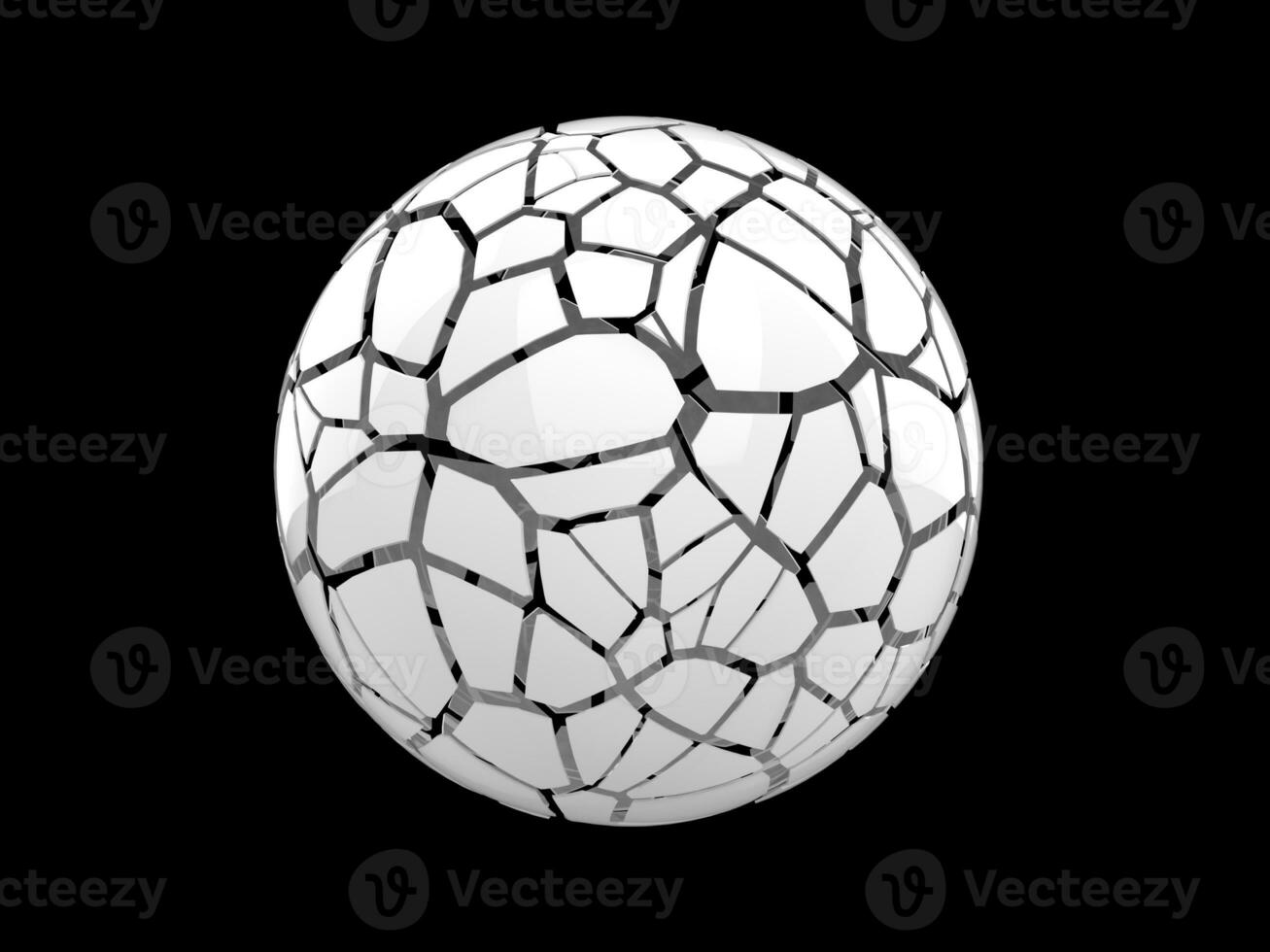 White sphere shattered into hundred pieces photo