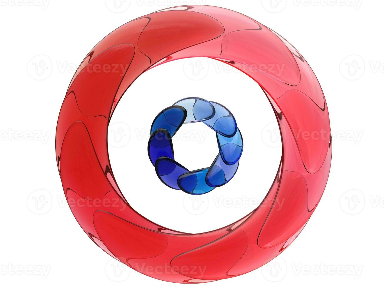 Abstract circular glass design in red and blue photo