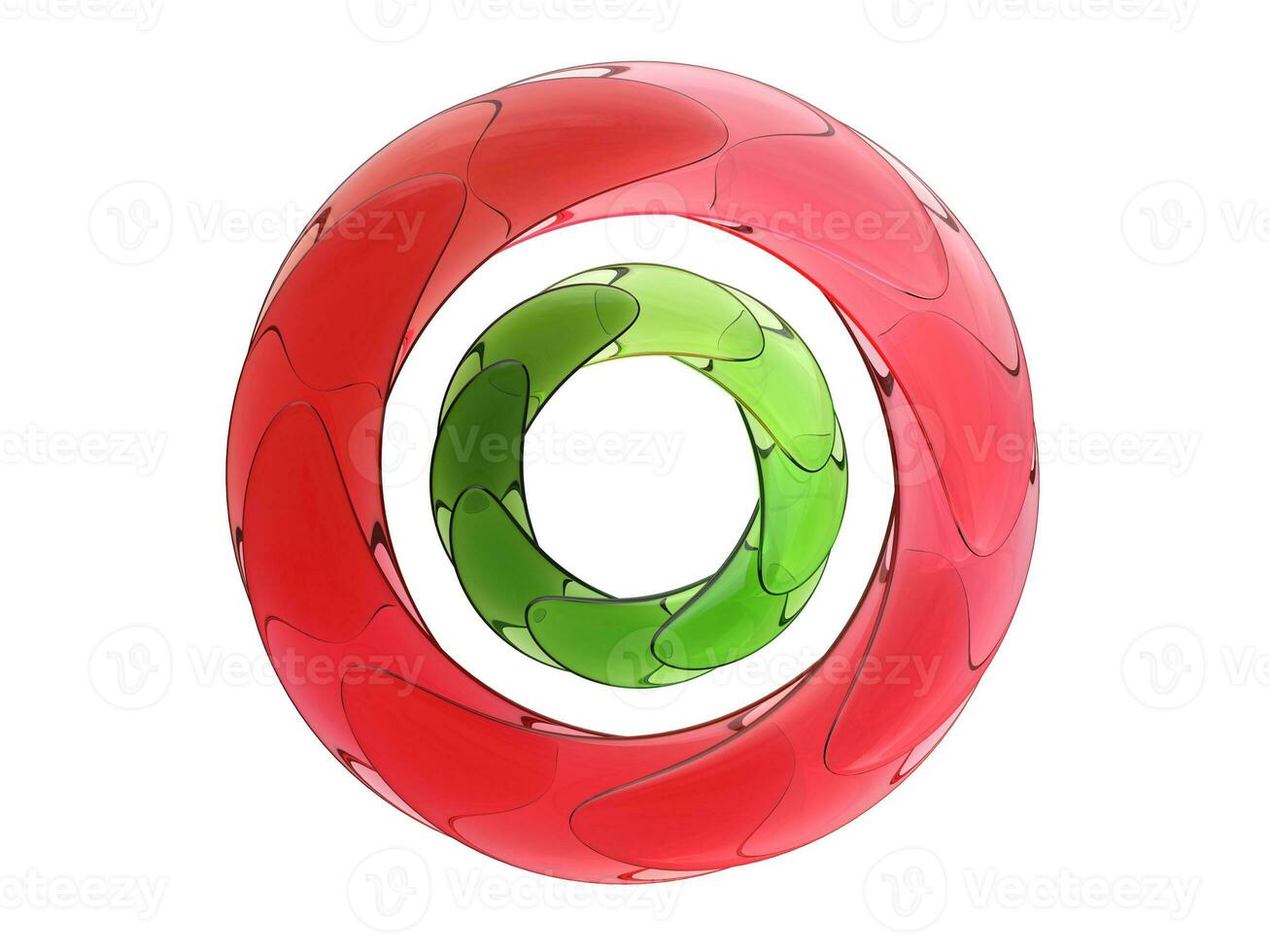 Red and green circular glass abstract design photo