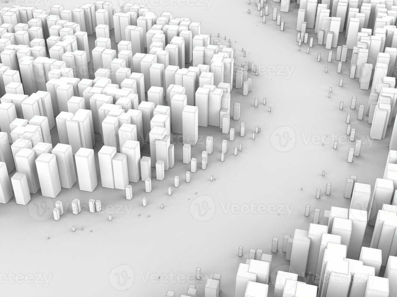 Abstract geometric cubic city - top down view photo