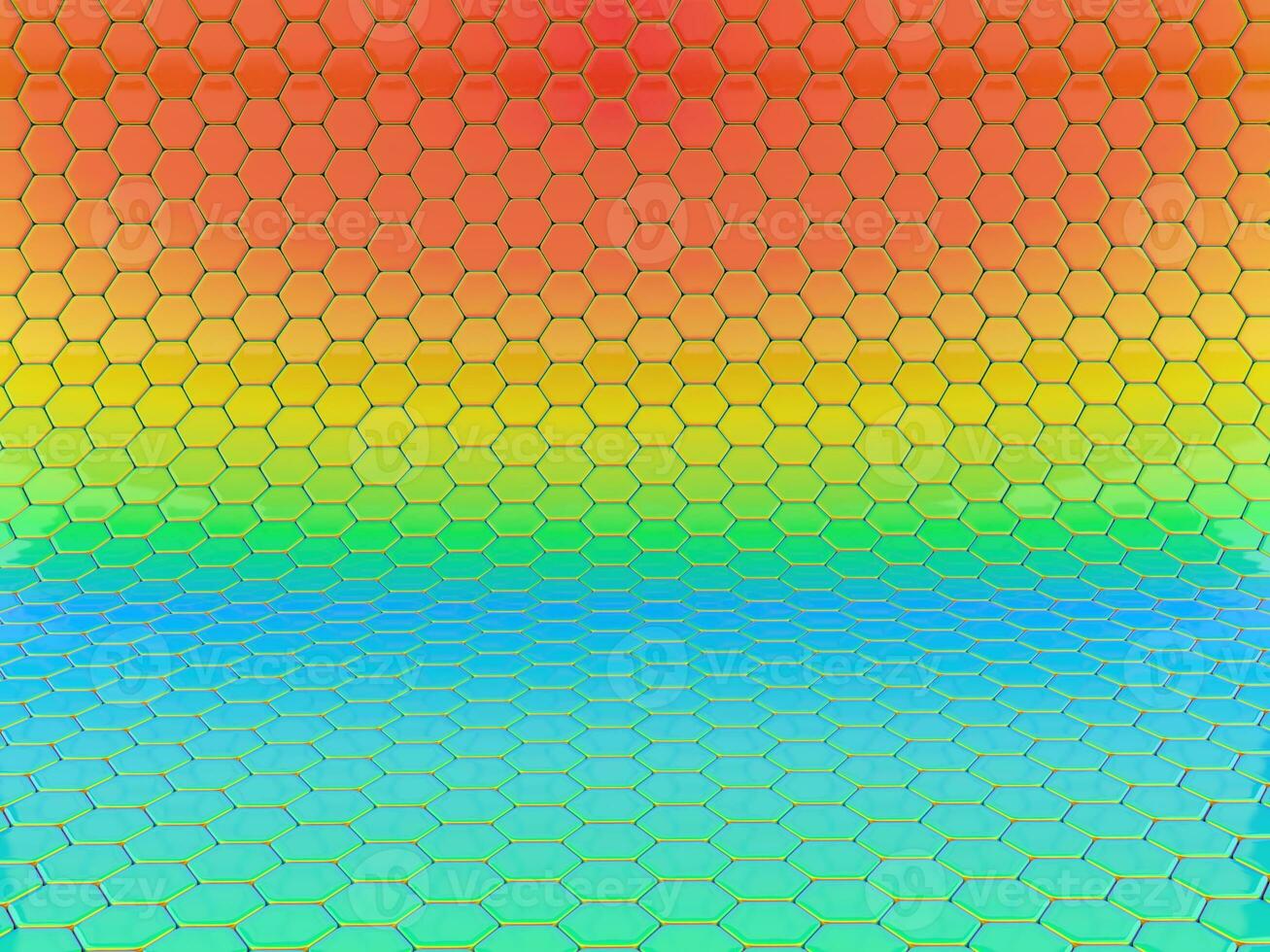 Colorful rainbow hexagonal curved background photo