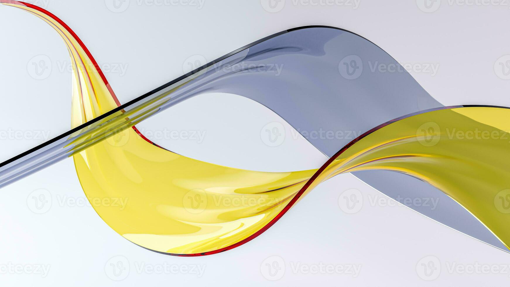 Abstract yellow and gray glass flow waves on bright background photo