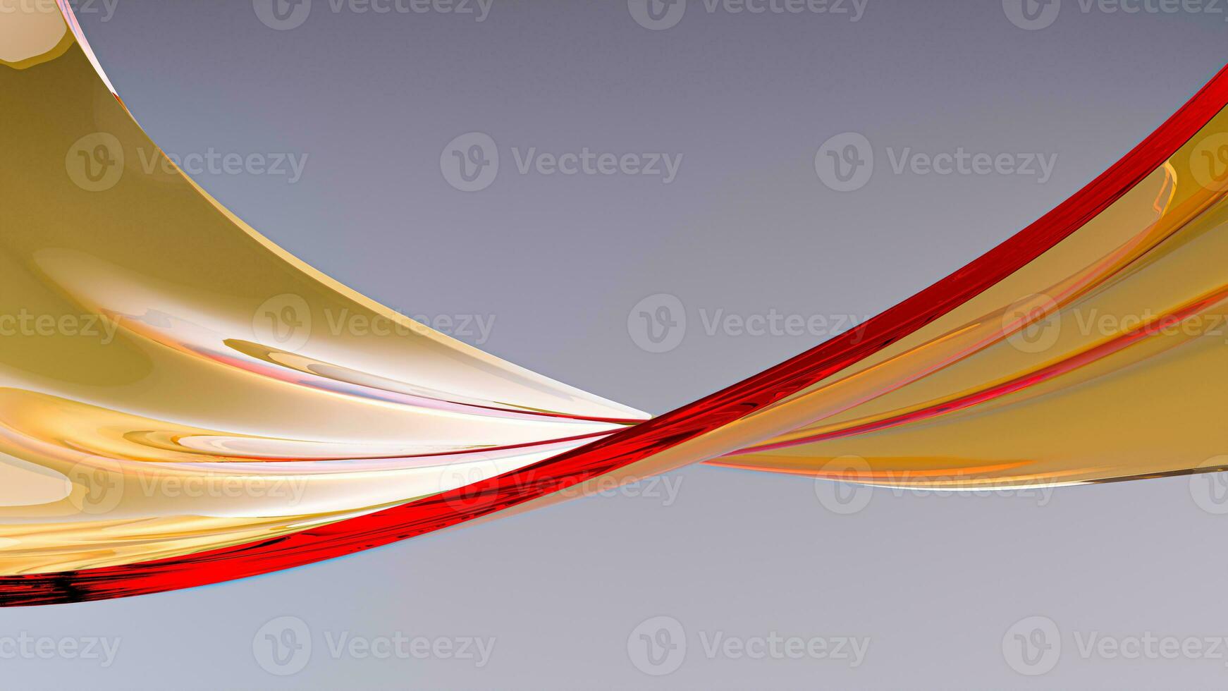 Abstract orange glass ribbon flow wave on gray background photo