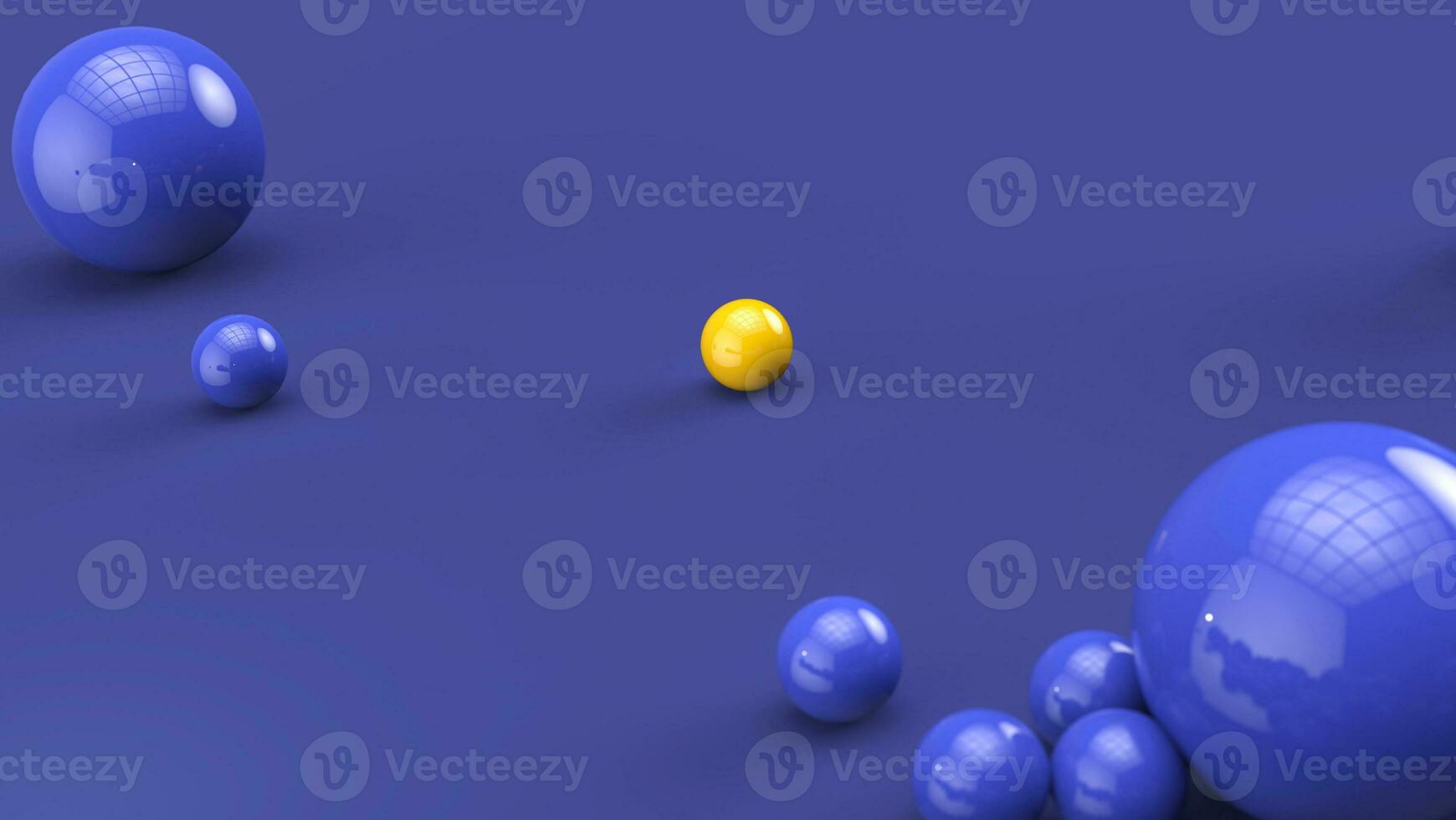 Bright yellow ball stands out on blue background - background template photo