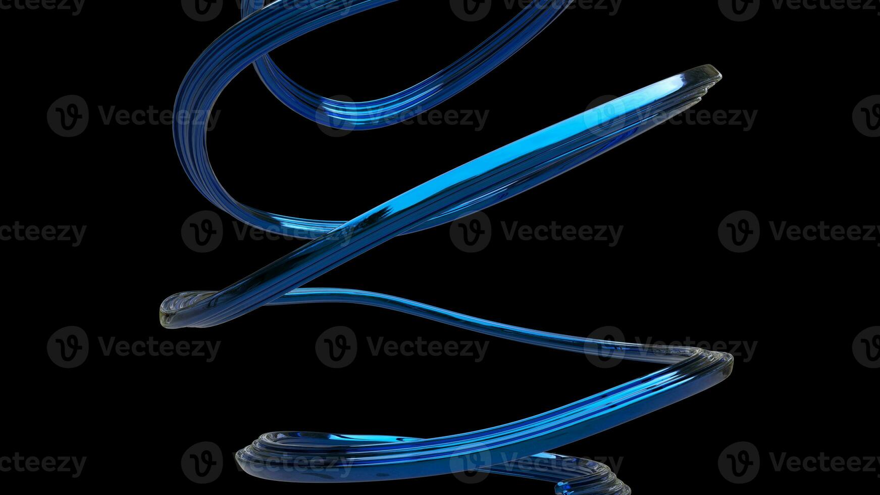 Abstract metallic blue curve shape - isolated on black background photo