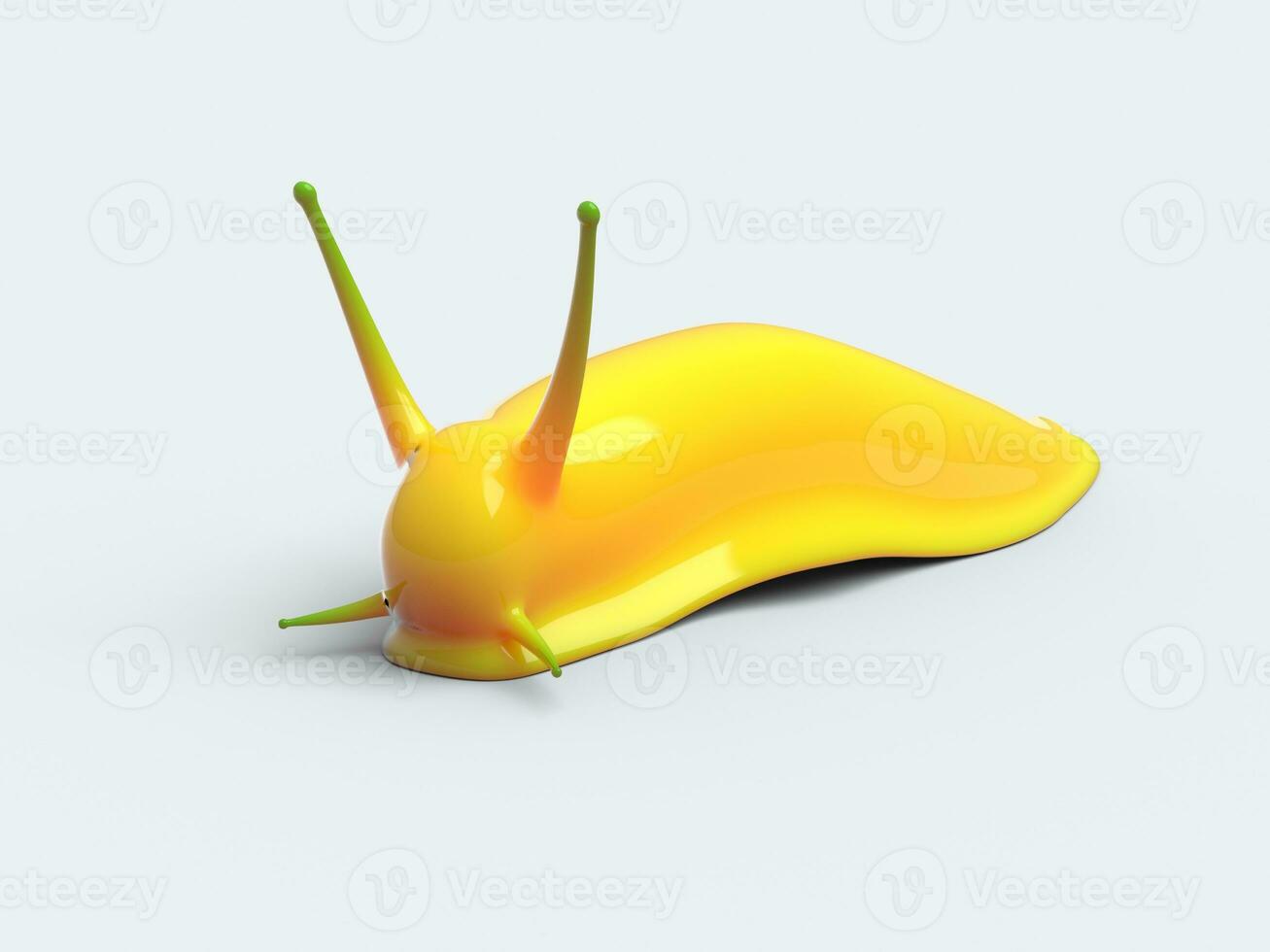 Glowing yellow slug on white background photo