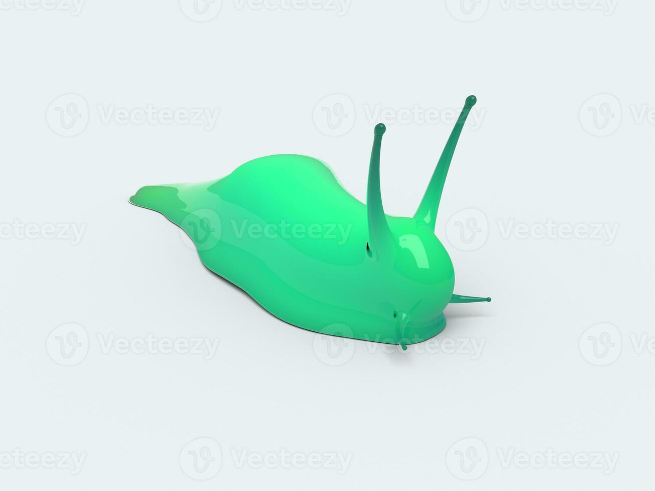 Glowing green slug on light background photo