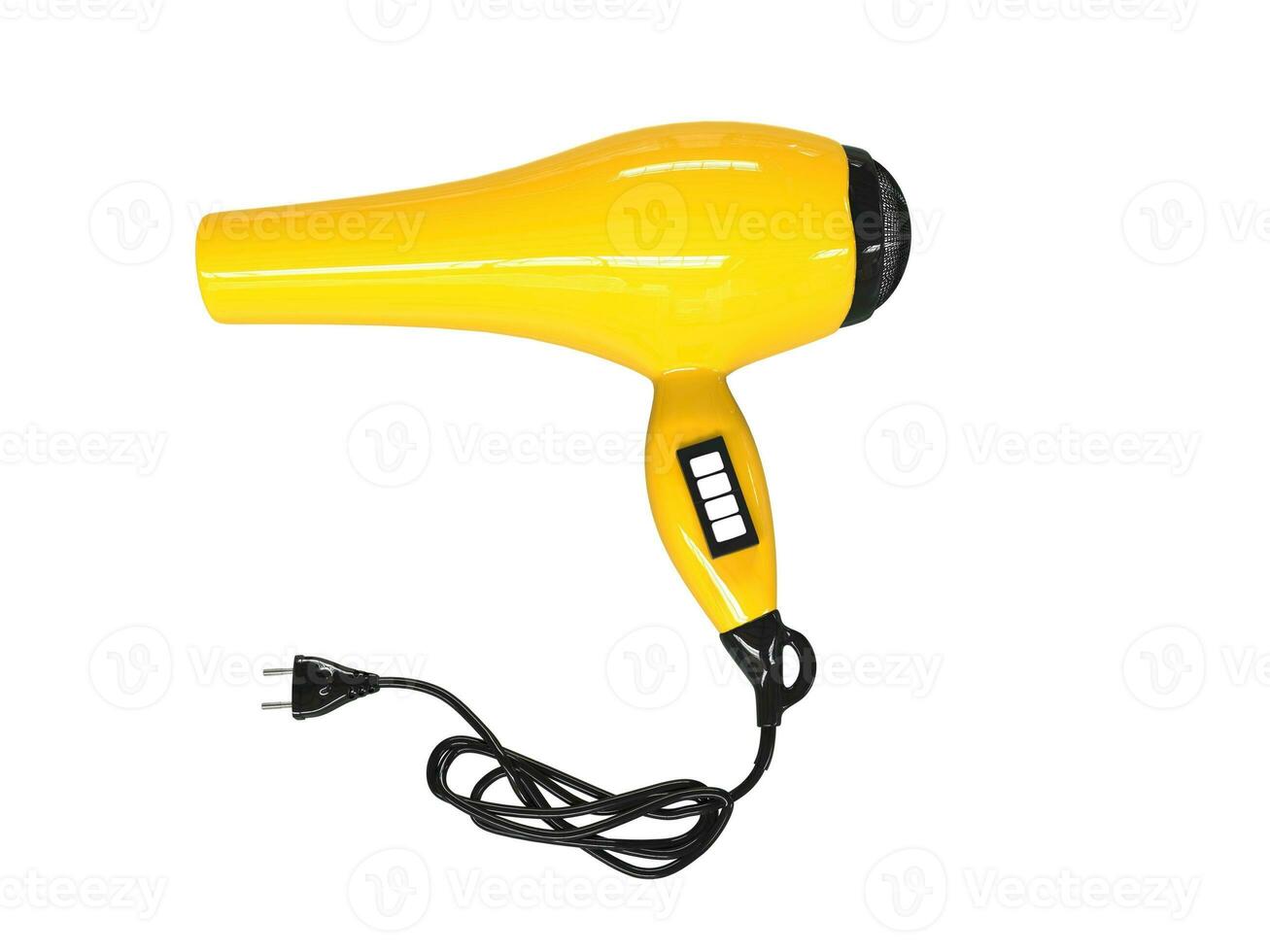 Classic yellow hairdryer, side view photo