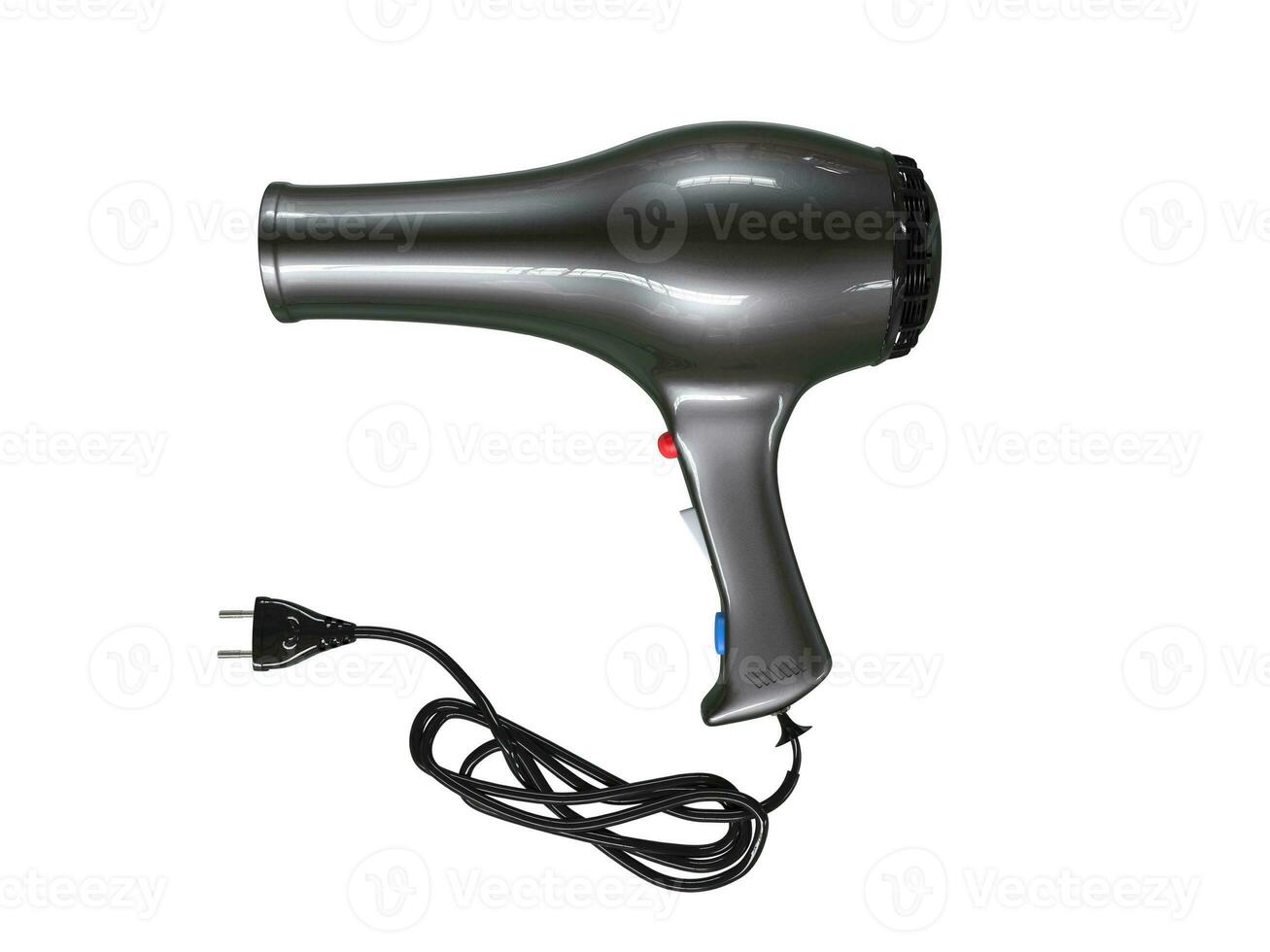 Classic black hairdryer top view. photo