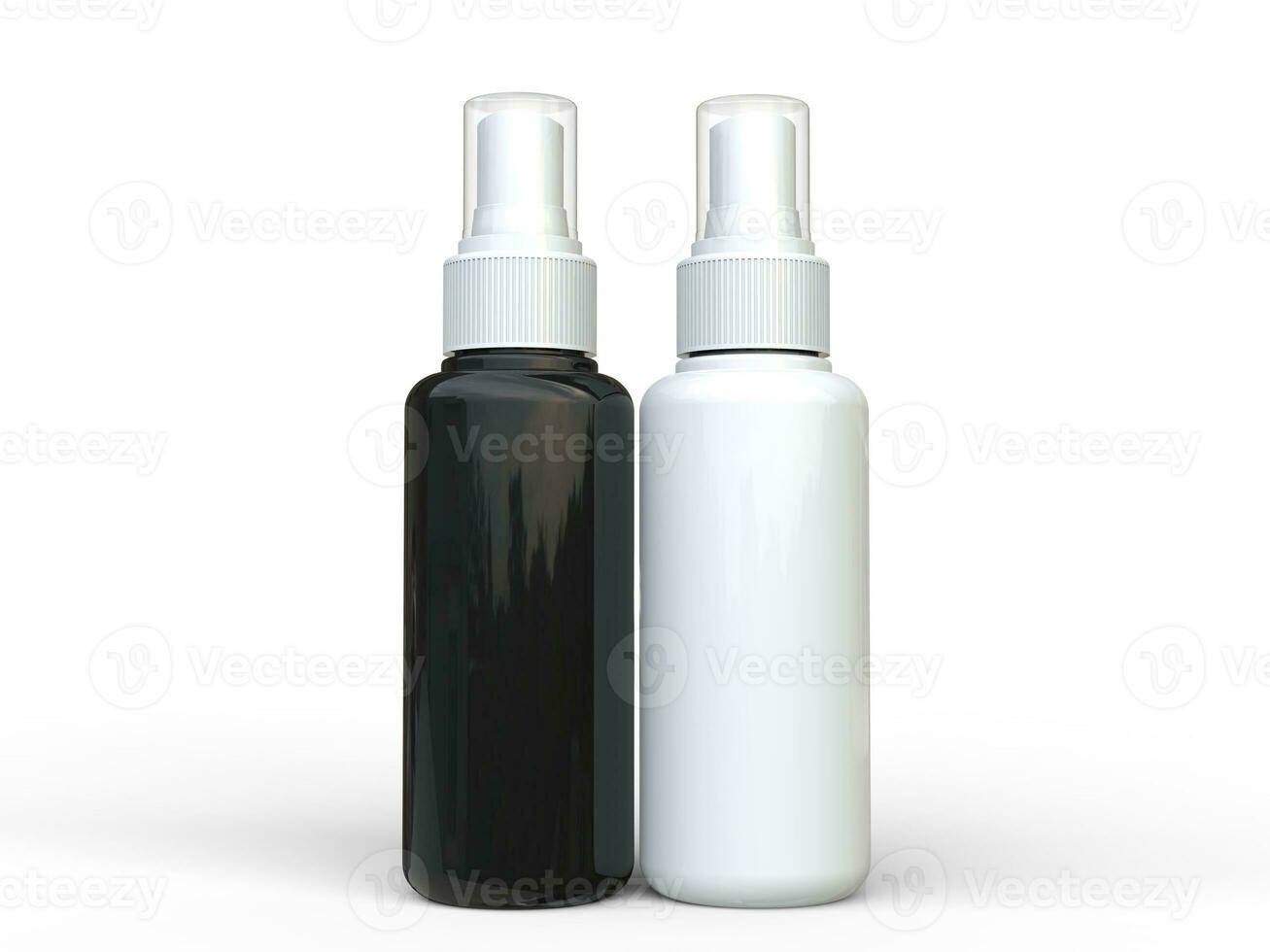 Black and white unlabled fine spray bottles photo