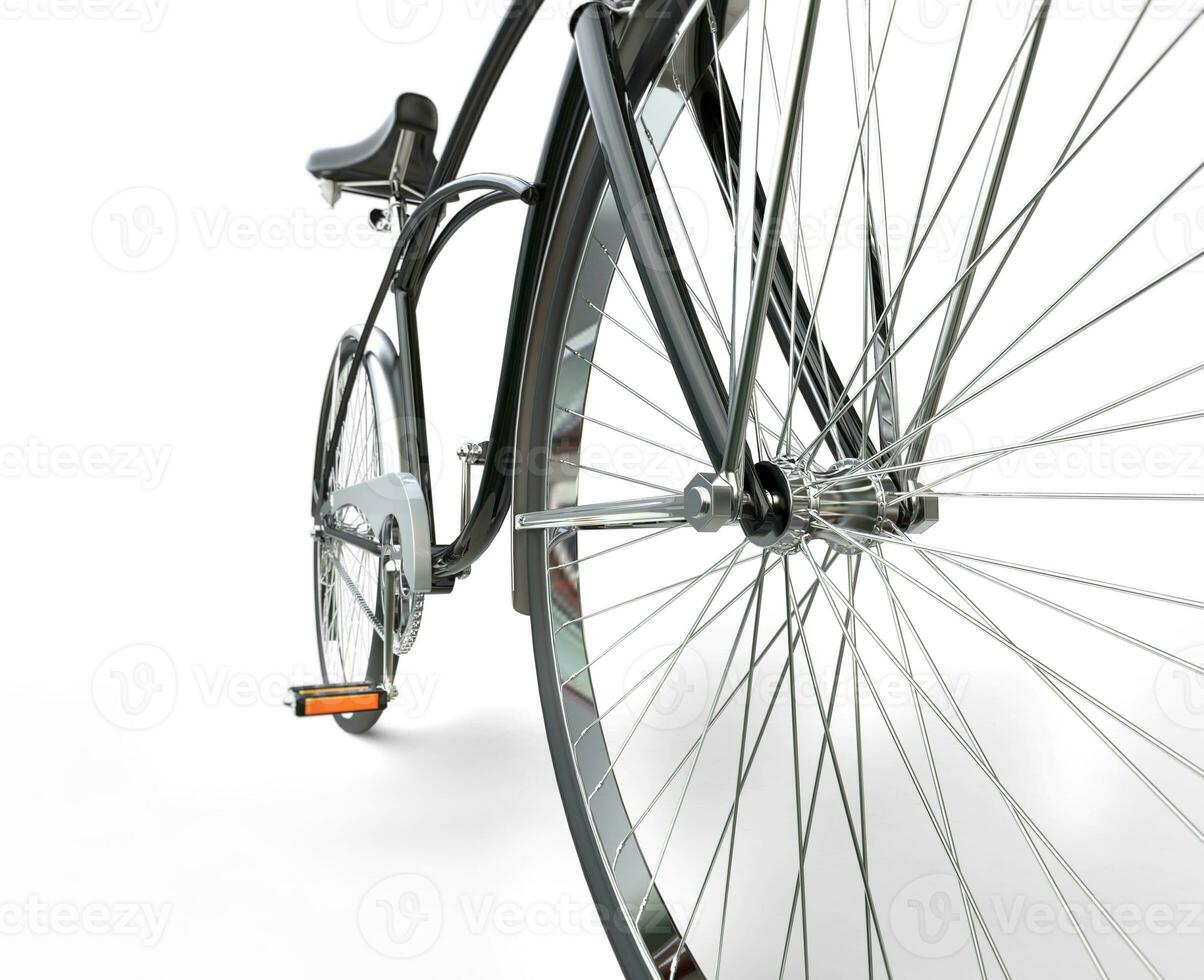 Closeup of a vintage bicycle wheel. photo