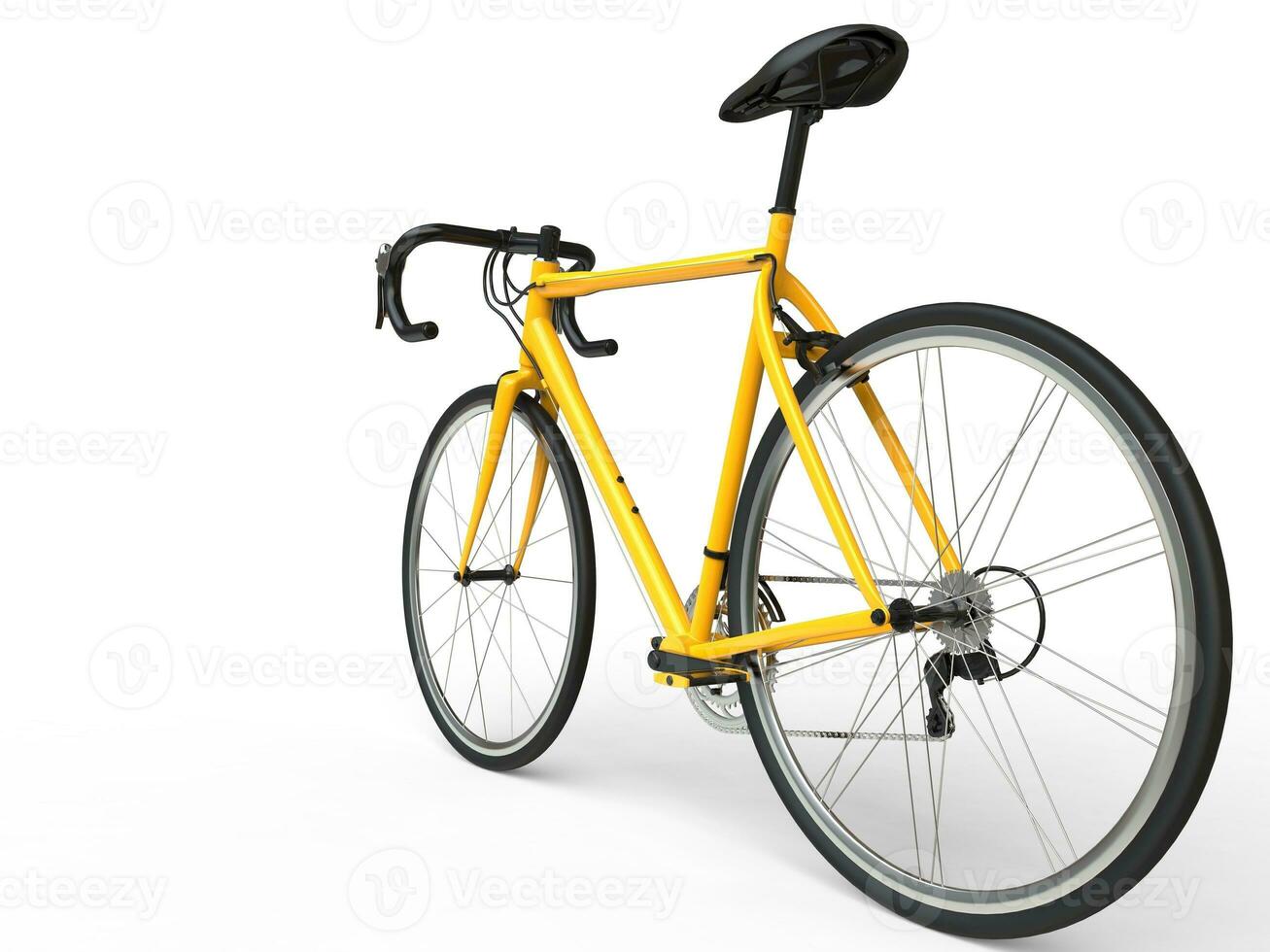 Yellow profesional sports bike - rear wheel focus photo
