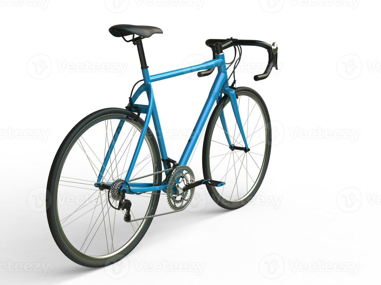 Awesome sky blue sports bicycle - back view photo