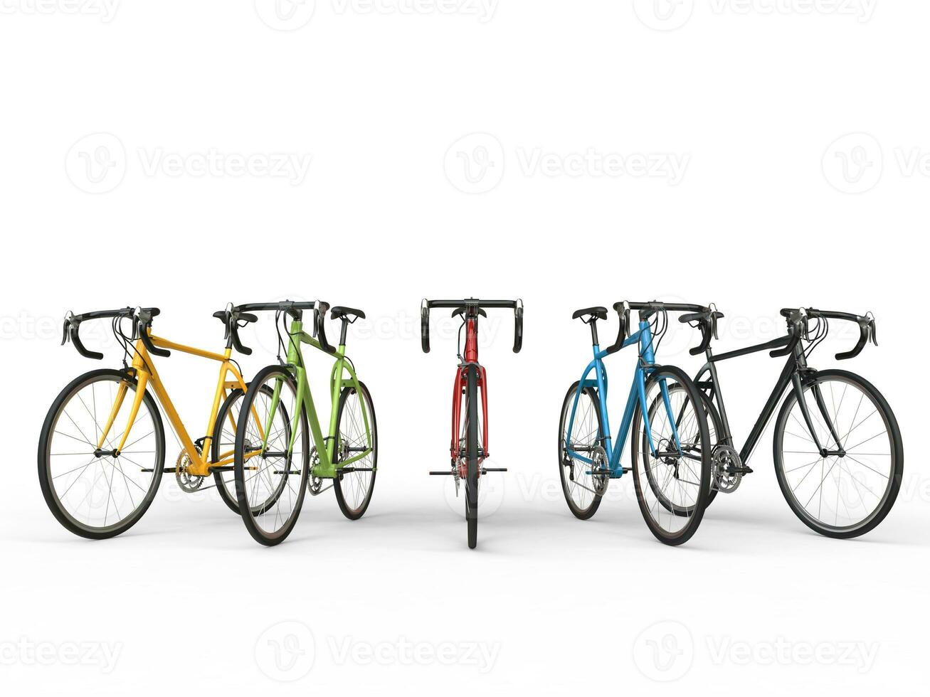 Set of colorful sports bicycles photo