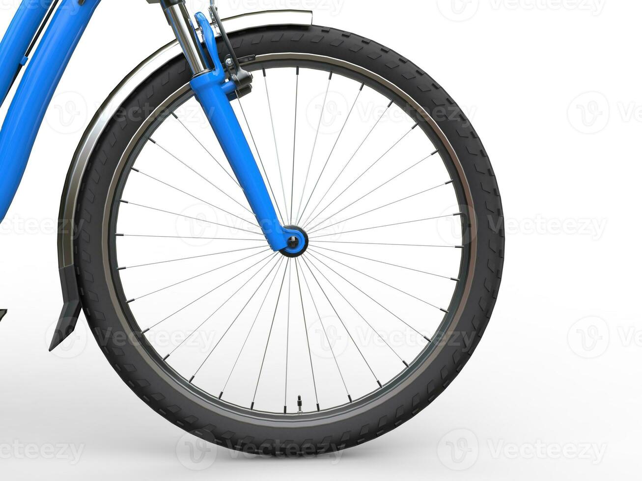 Front wheel of a bicycle - pretty blue paint photo