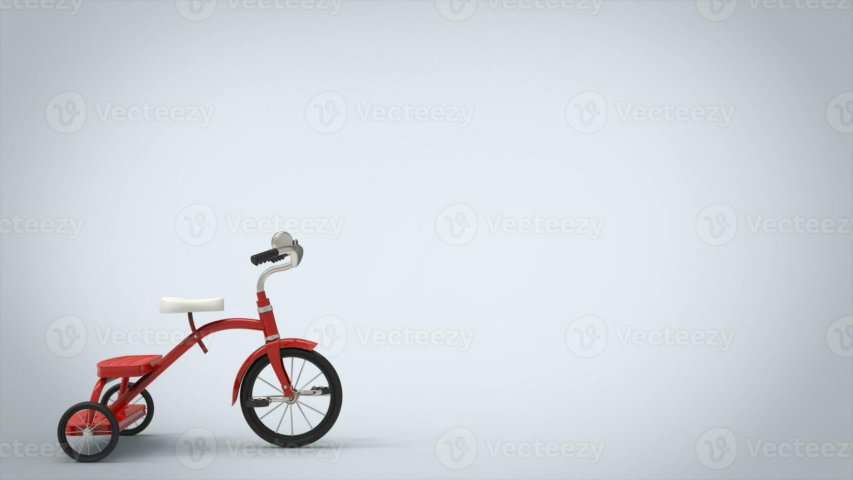 Vintage red tricycle - white background photo