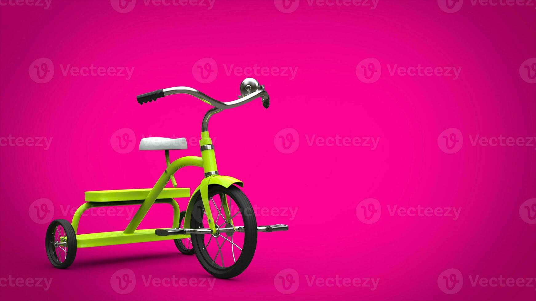 Sweet green pretty tricycle - pink background photo