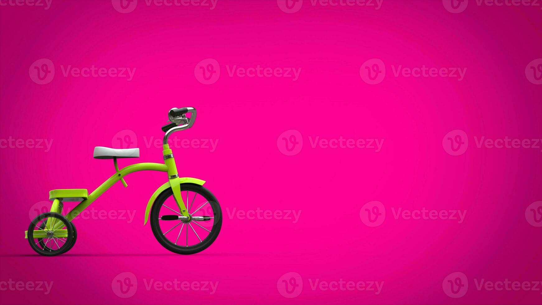 Beautiful green tricycle - pink background photo