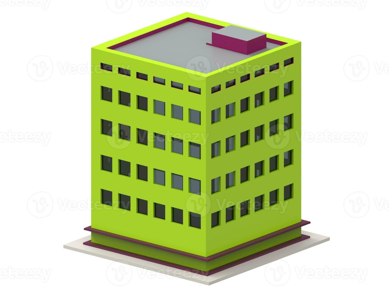 Low poly apartment building - green photo