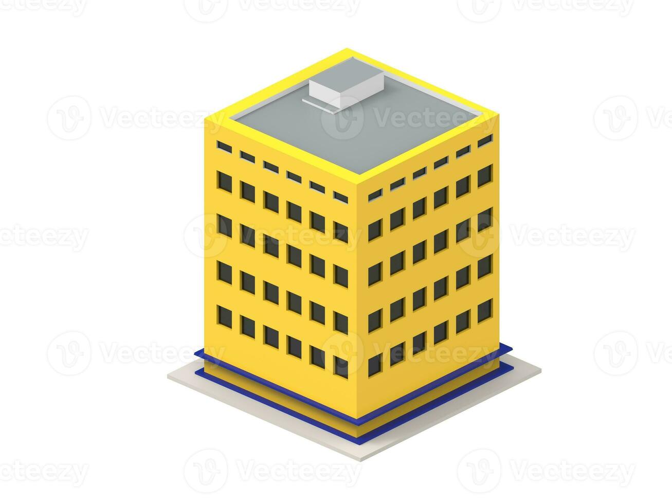 Low poly apartment building - yellow photo