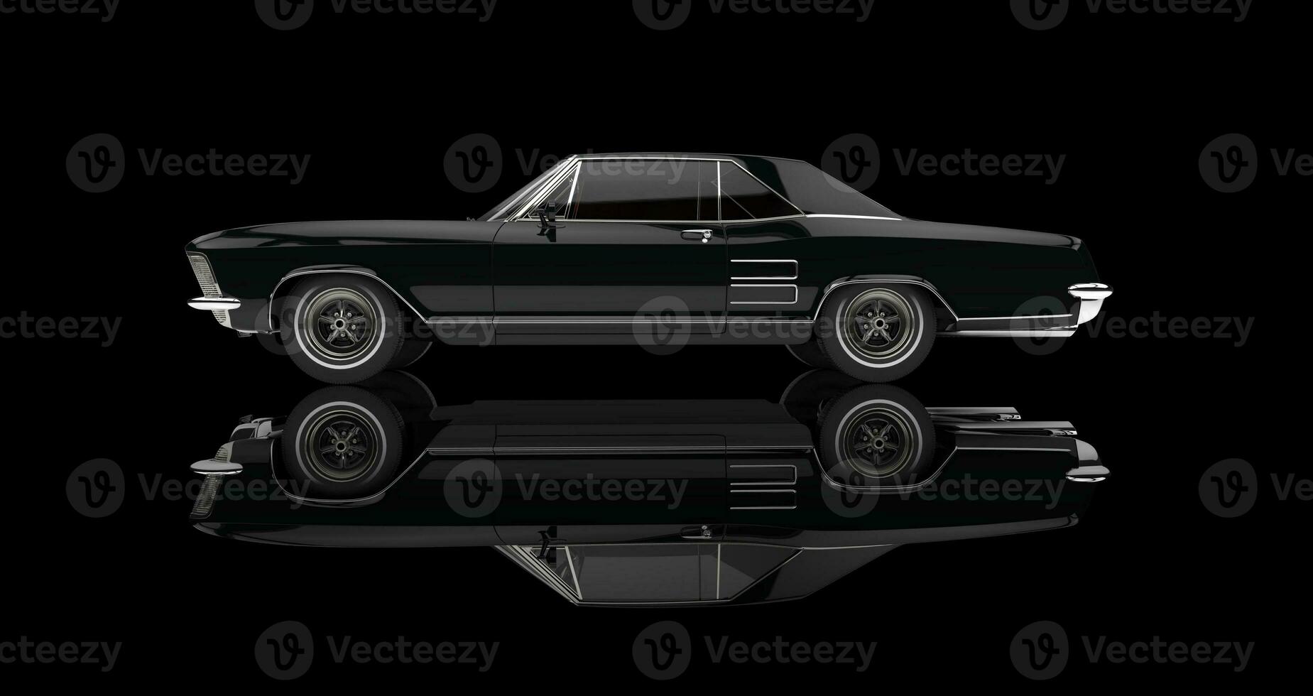 Classic American Car On Black Background photo