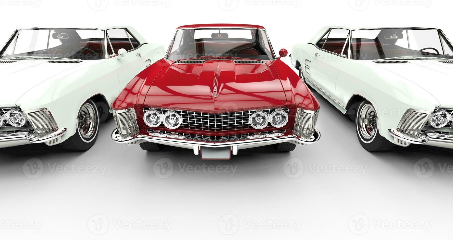 White And Red Classic American Cars photo