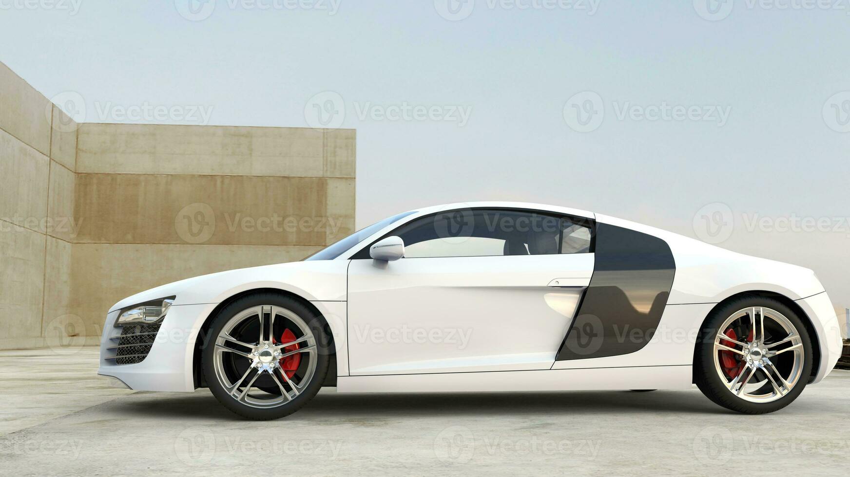 White Supercar - side view photo