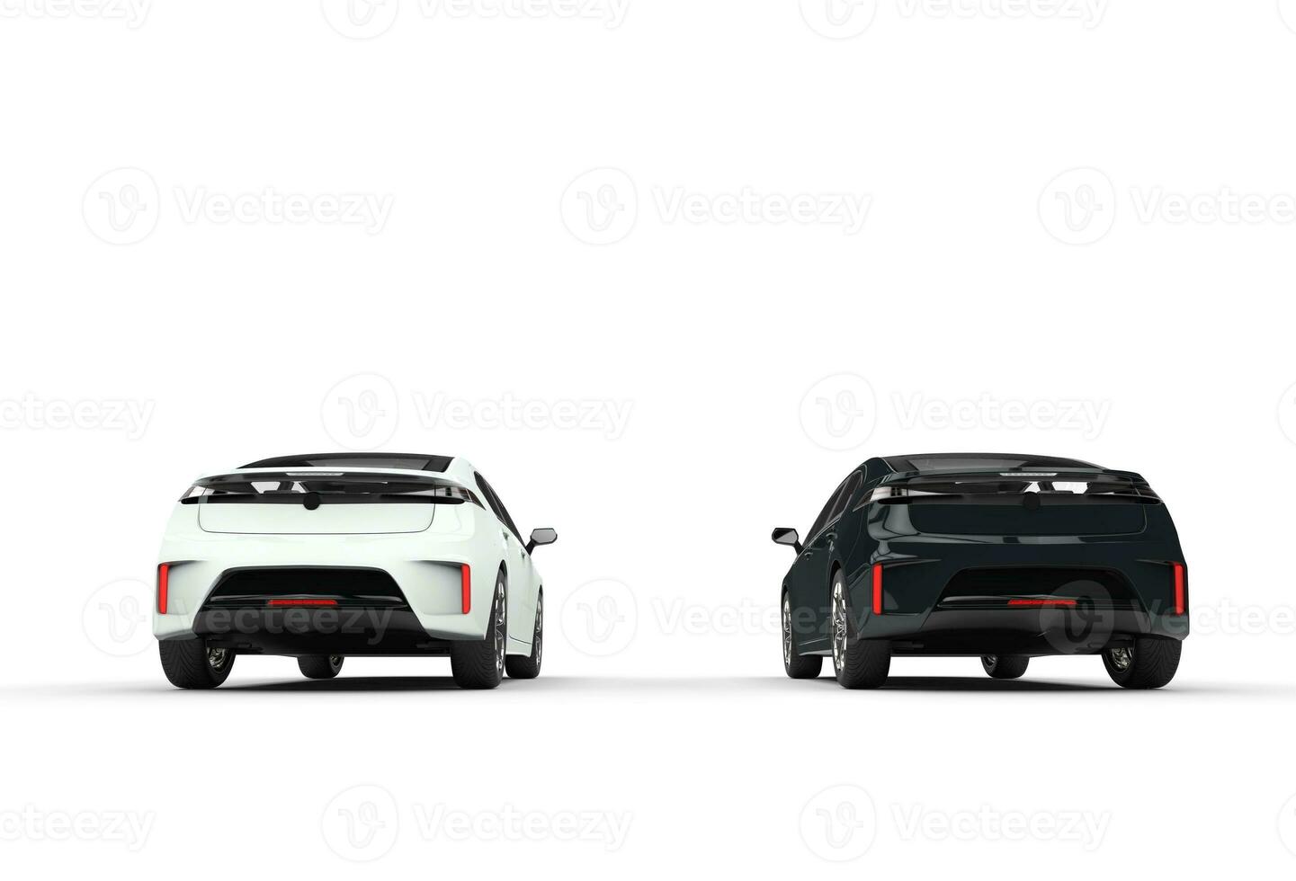 Black And White Cars Tail View photo