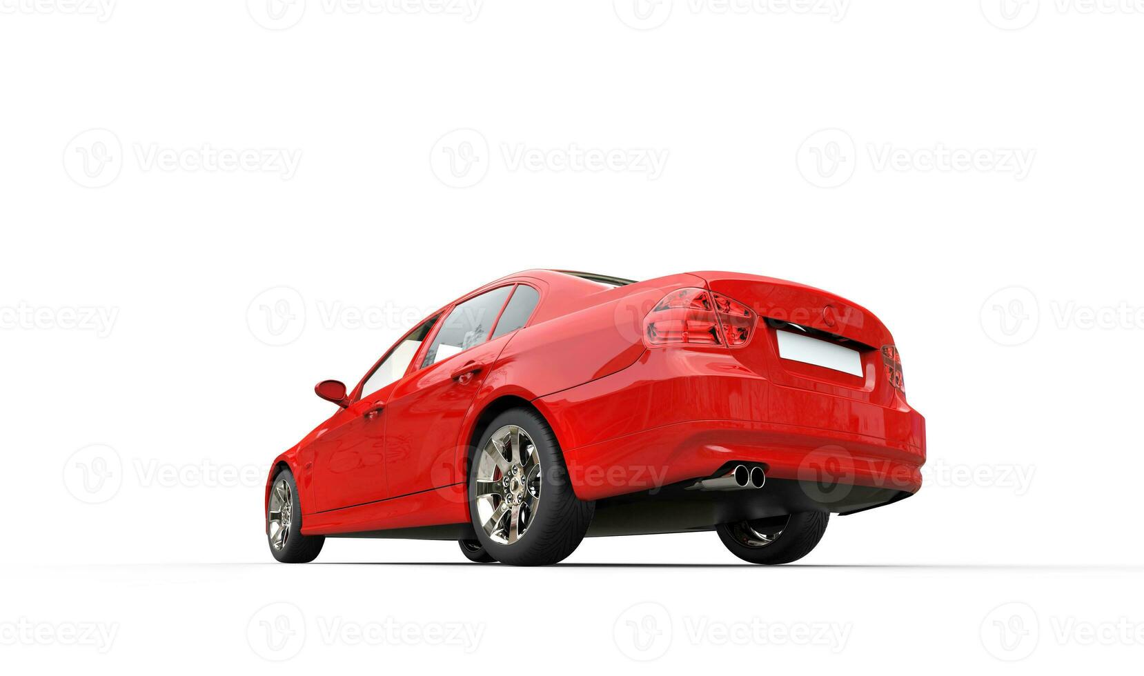 Red Sedan Back View photo