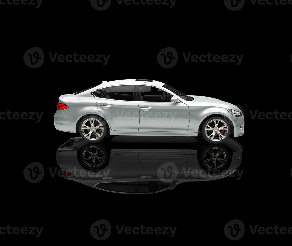 Silver Luxury Car On Black Background photo