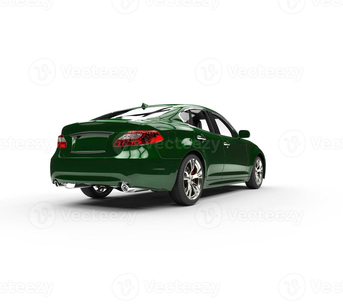 Dark Green Car Tail View photo