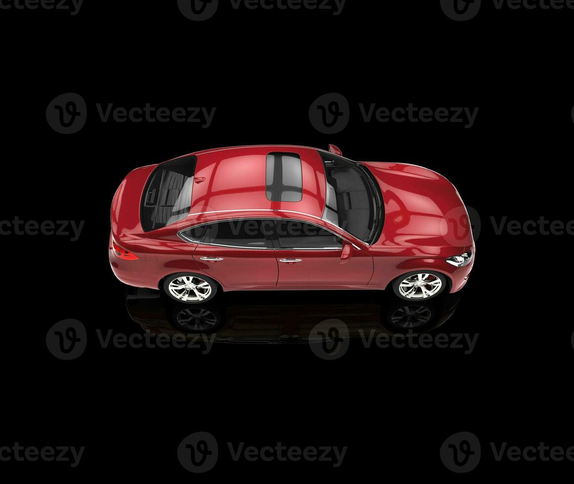 Red Metallic Car On Black Background photo