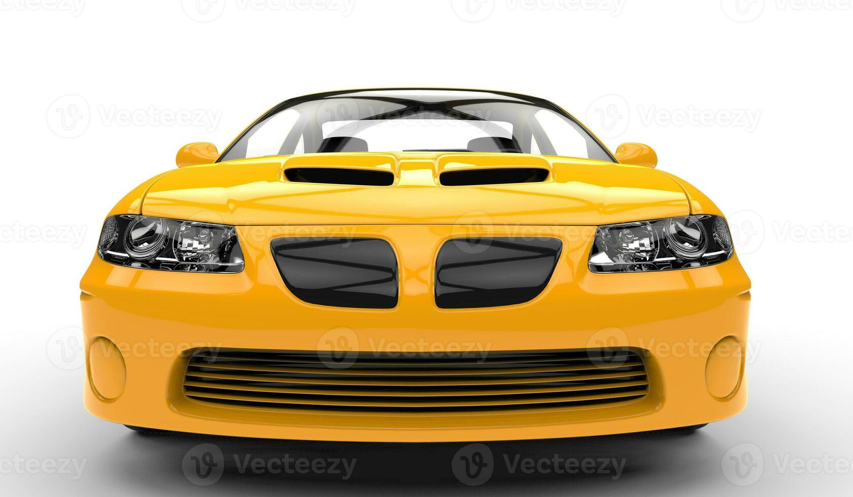 Yellow Race Car Front Close Up photo