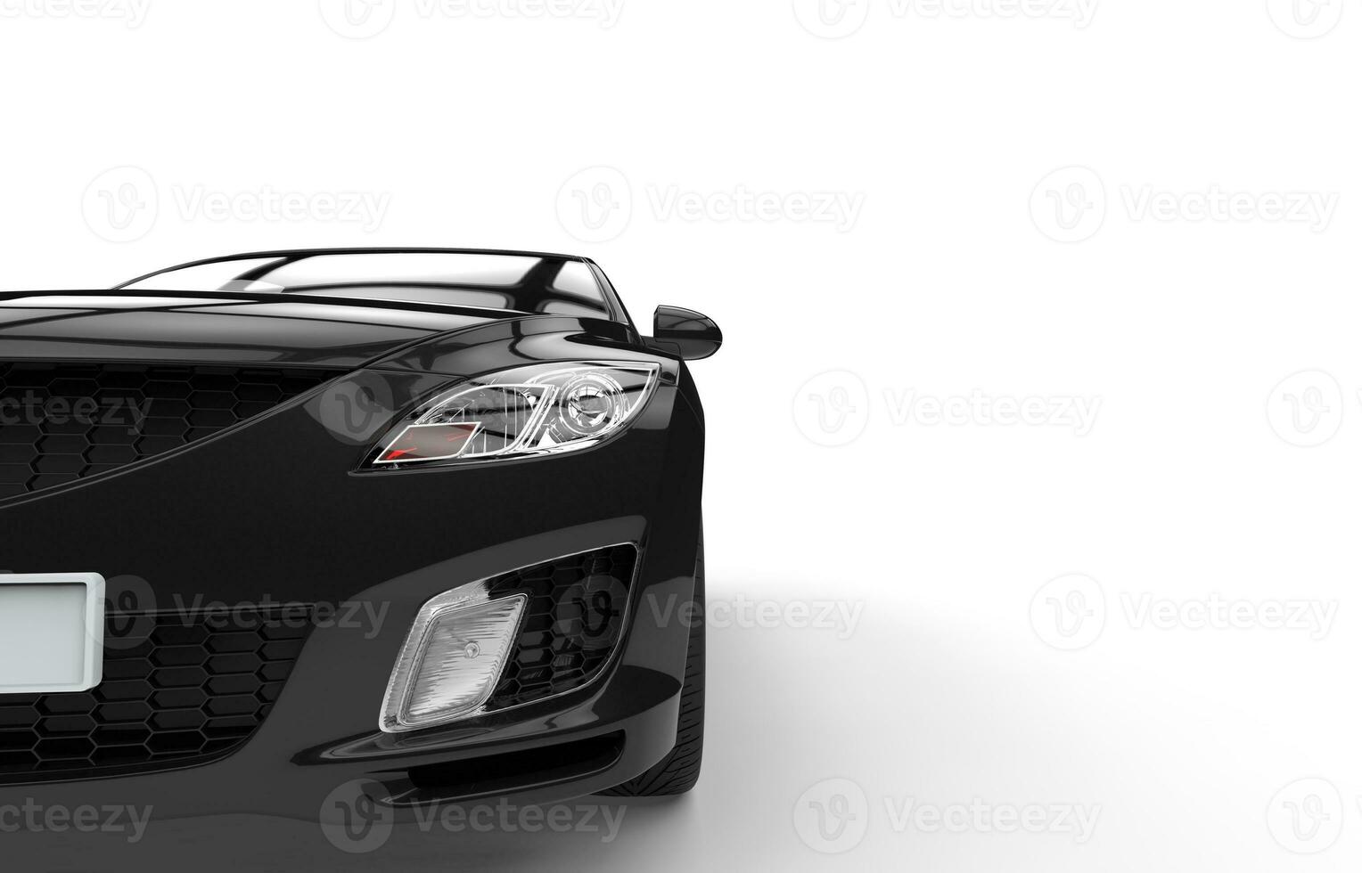 Black Powerful Car - extreme headlight closeup shot photo