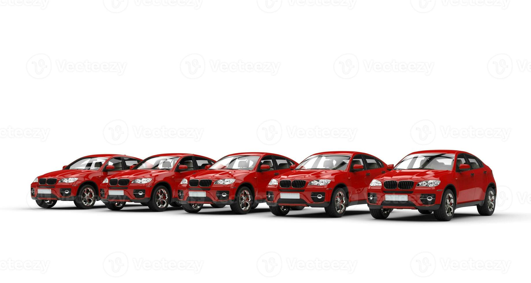 Row of Red Modern SUVs photo