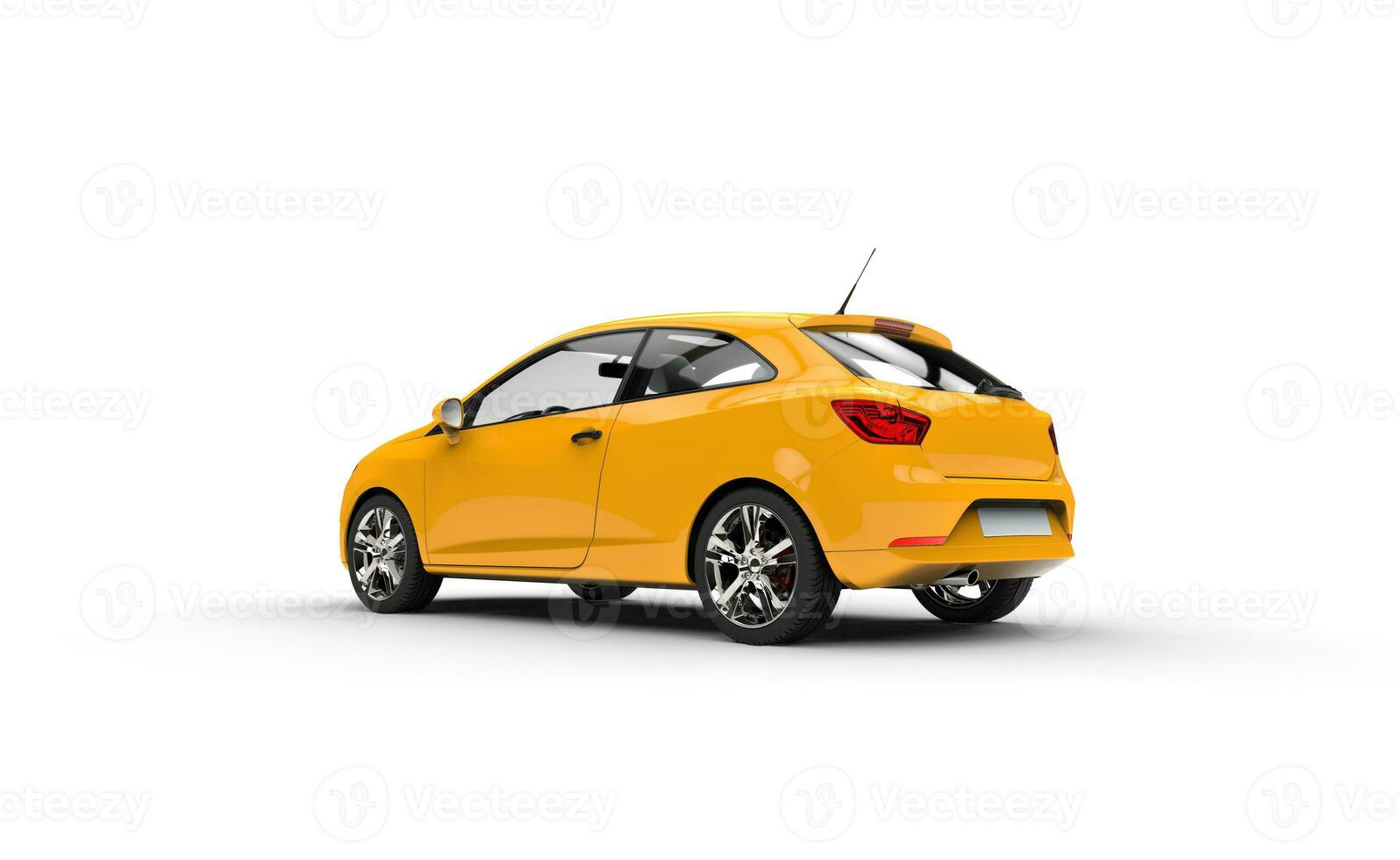 Modern Yellow Car Rear View photo