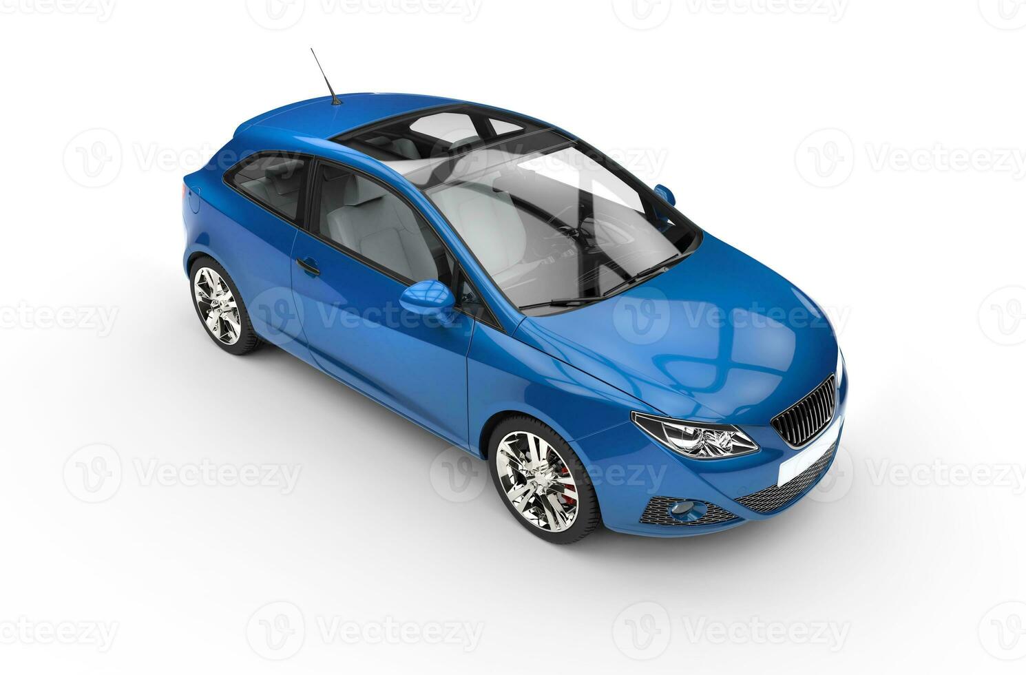 Blue Modern Car Top View photo