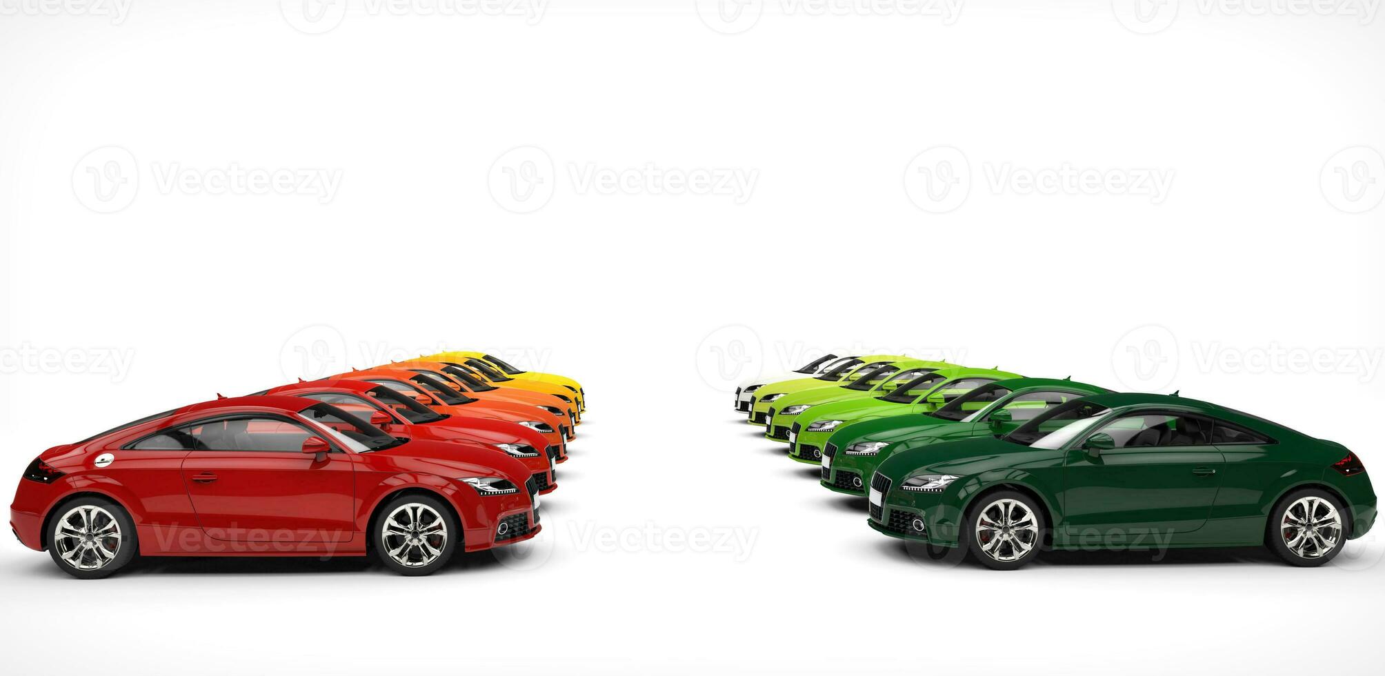 Many Automobiles - isolated on white background photo