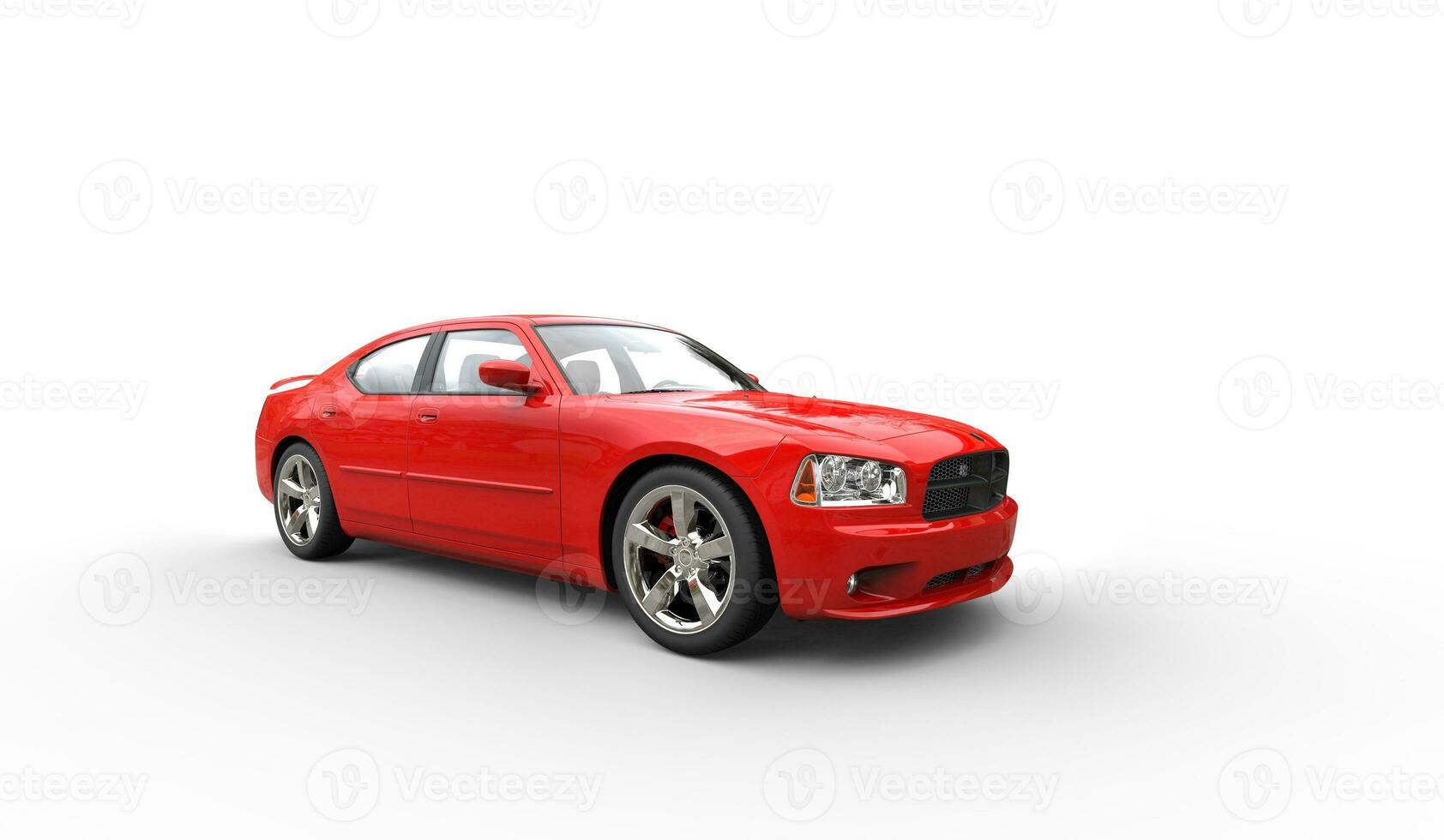 Red American Car Side View photo