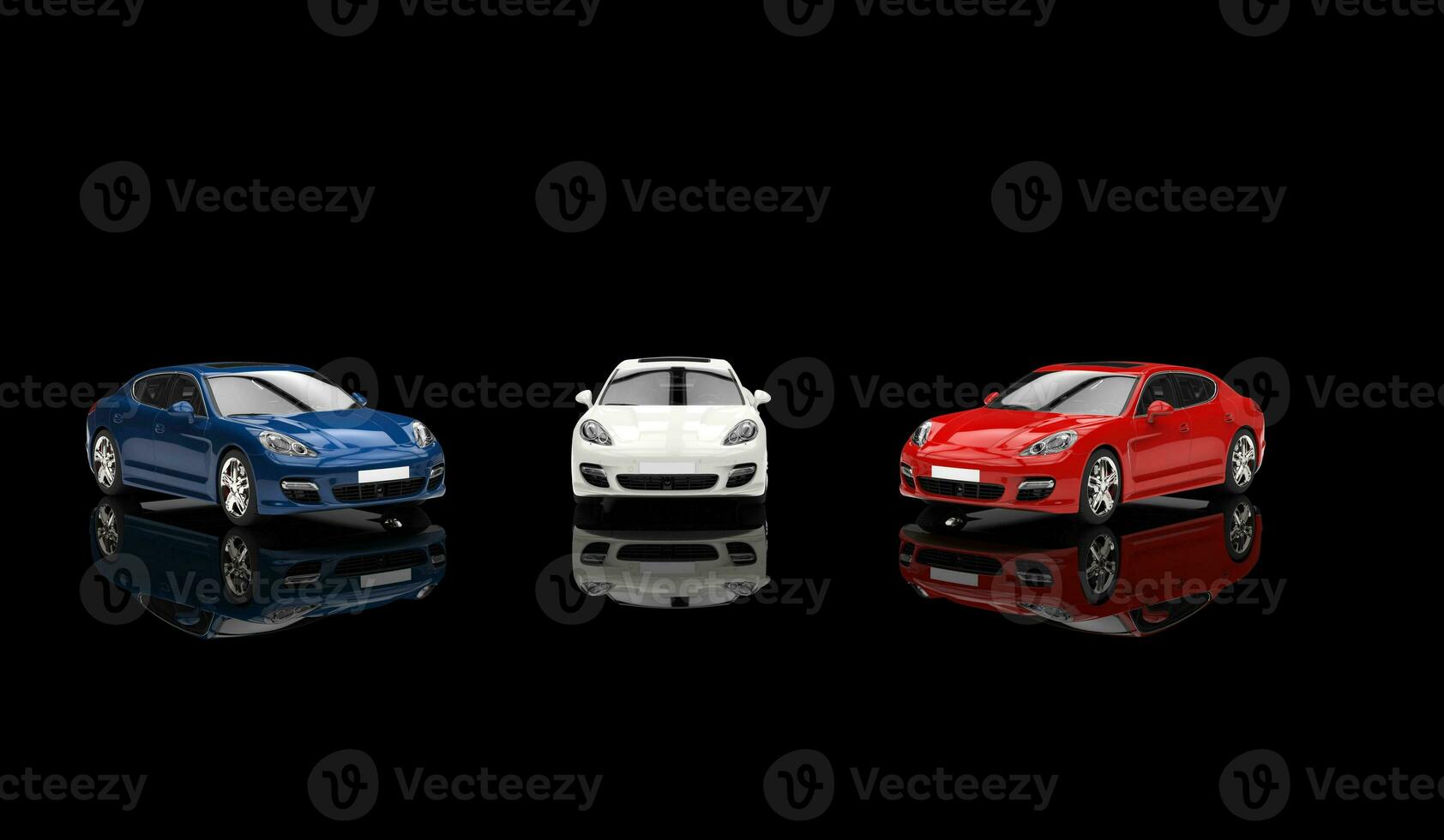 Three Cars On Black Background photo