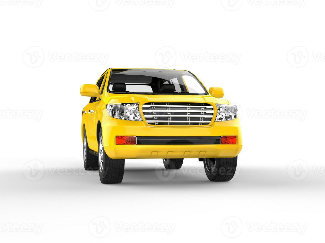 Yellow SUV isolated on white - front view photo